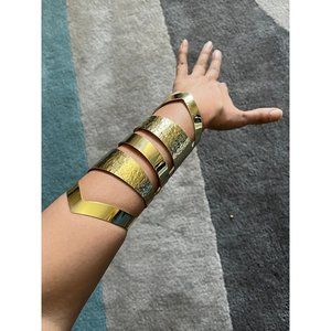 Huge wide gold cuff bracelet chunky bangle costume pageant wedding statement